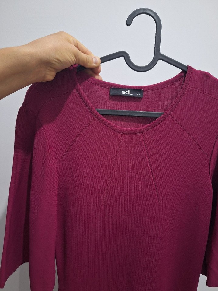 fuşya Midi Kadın Elbise, Kısa Kollu, Vücuda Oturan - Görsel 2