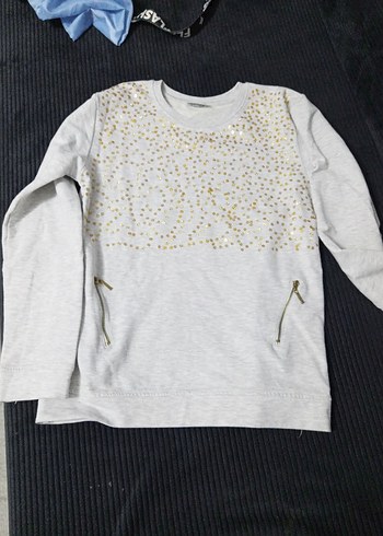 Kızlar için Nakışlı Gri Sweatshirt