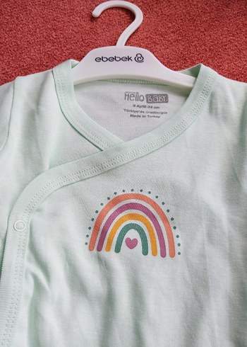 Renkli gökkuşağı  Desenli Uzun Kollu Bebek Body 9 aylık - Görsel 2