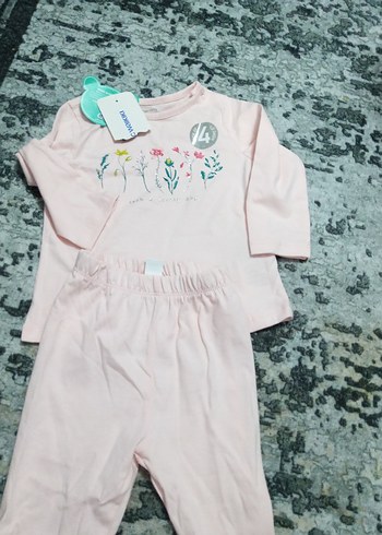 simli nakışliPembe Bebek Kız Takımı Uzun Kollu etiketli - Görsel 3