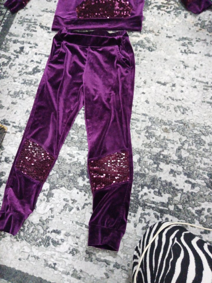 Parlak Payet Detaylı Mor çocuk Eşofman Takımı - Görsel 3