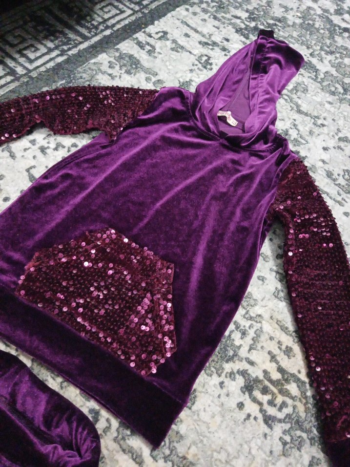 Parlak Payet Detaylı Mor çocuk Eşofman Takımı - Görsel 2