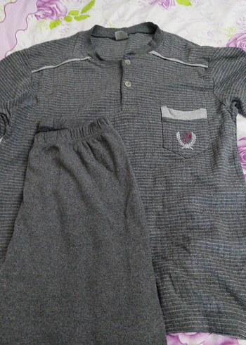 Gri Rahat Uzun Kollu erkek Pijama Takımı - Görsel 3