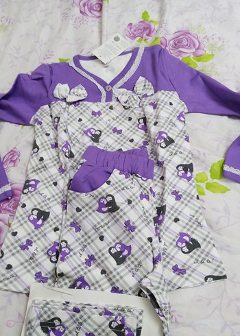 Uzun Kollu Mor Desenli çocuk Pijama Takımı - Görsel 3