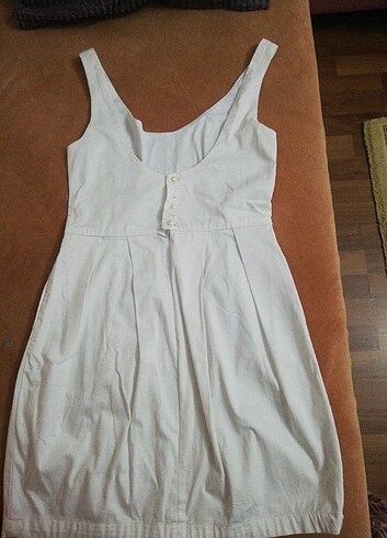 38 beden beyaz pamuklu kumaş elbise 