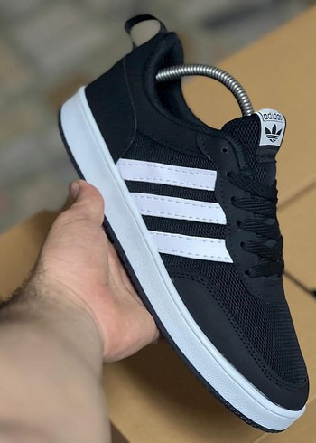 Siyah Erkek Spor Ayakkabı Beyaz Şeritli