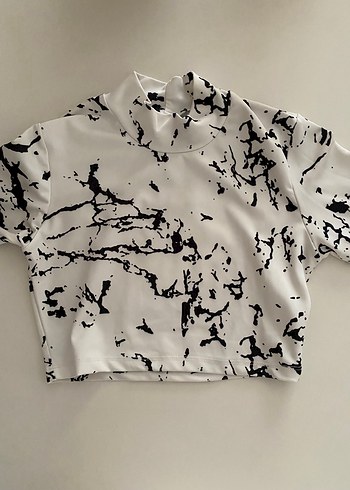 Yüksek Yakalı Tie-Dye uzun Kollu Bluz