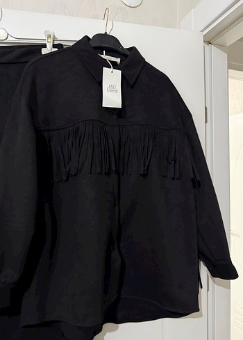 Siyah Süet Püsküllü Mini Kadın Takım - Görsel 3