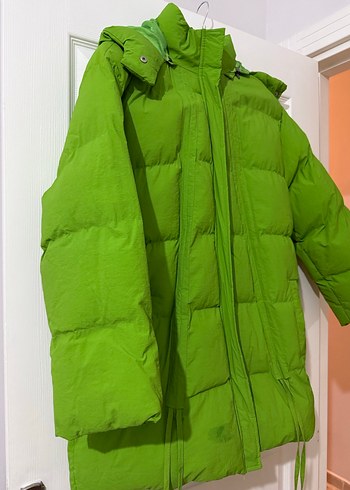 Yeşil Midi Kadın Kışlık Mont - Görsel 4