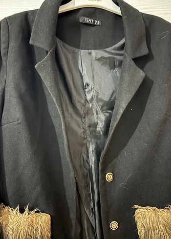 Kürk Detaylı Siyah Süet Kadın Kaban - Görsel 3