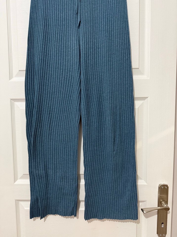 Mavi Pilili Rahat Kesim Kadın Pantolon - Görsel 3