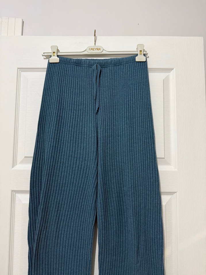 Mavi Pilili Rahat Kesim Kadın Pantolon - Görsel 2