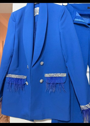 Mavi Mini Kadın Blazer Ceket - Görsel 3