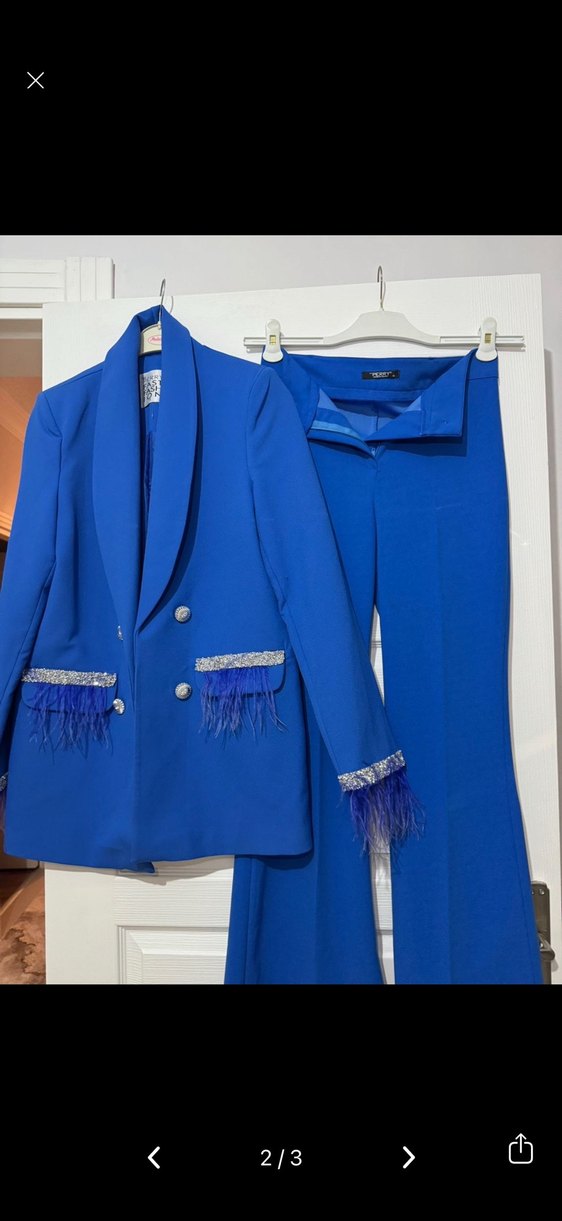 Mavi Mini Kadın Blazer Ceket - Görsel 2