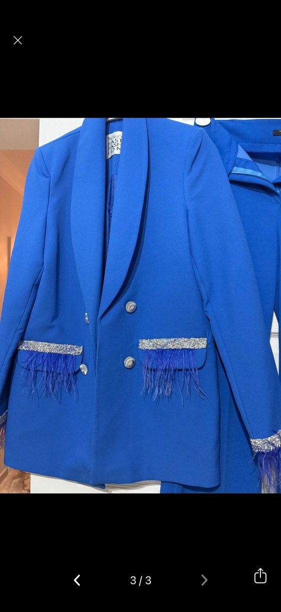 Mavi Mini Kadın Blazer Ceket - Görsel 3