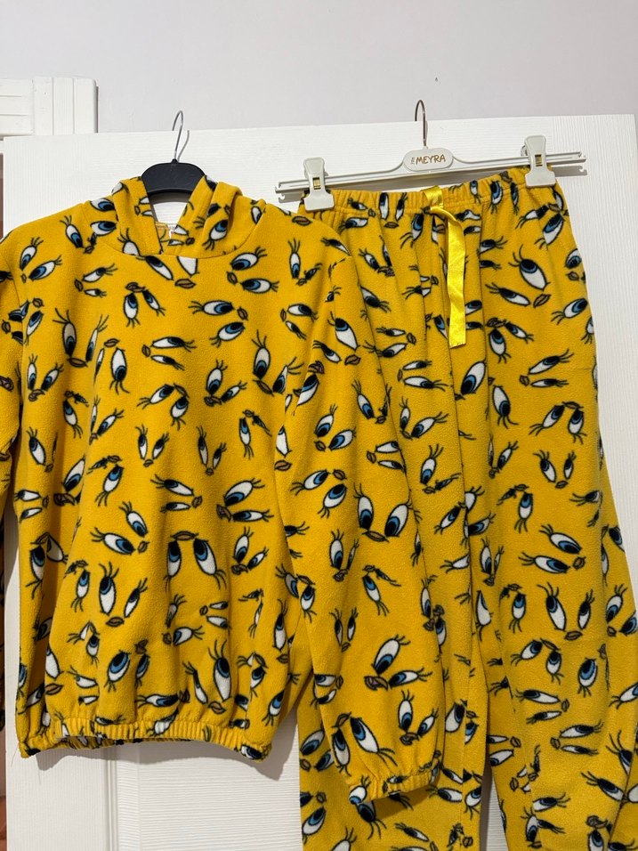 Sarı Baskılı Hamile ve Emzirme Pijama Takımı - Görsel 2