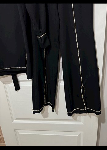 Düğmeli Siyah Uzun Kadın Takım - Görsel 3