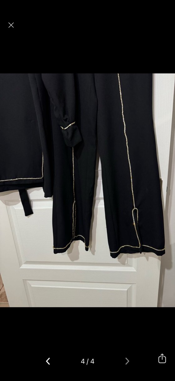 Düğmeli Siyah Uzun Kadın Takım - Görsel 3