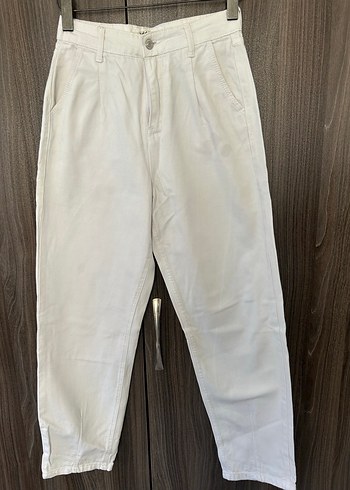 Addax Beyaz Regular Fit Boyfriend Pantolon
