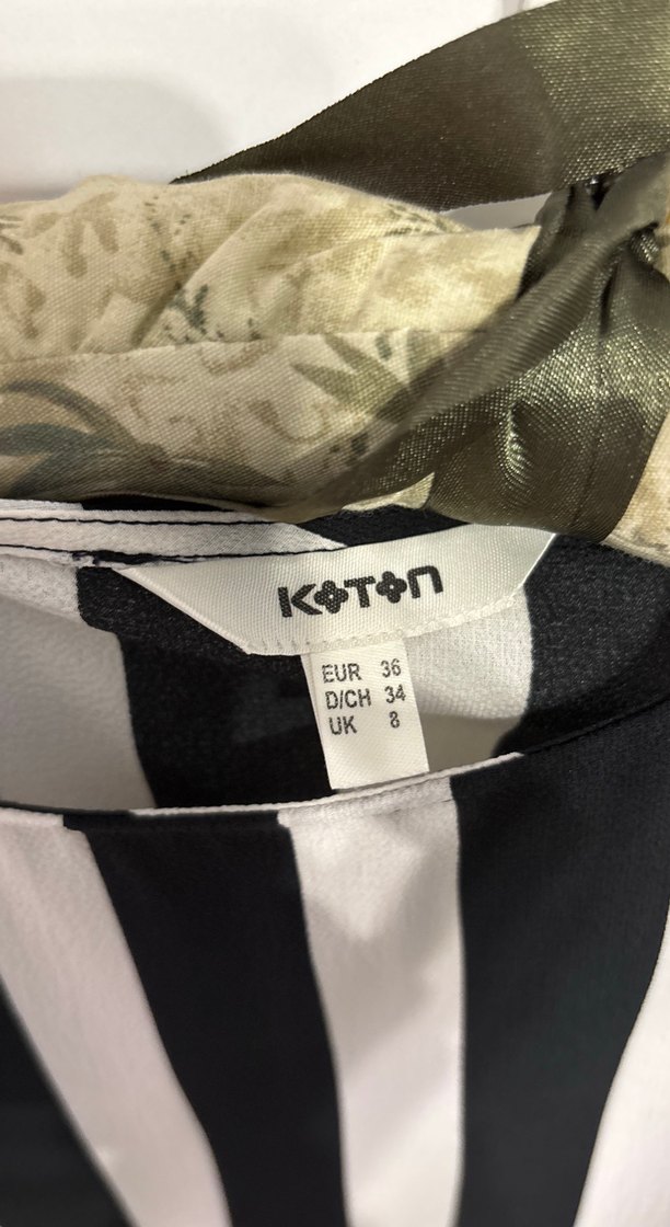 Çizgili, Kemerli Kadın Bluz - Görsel 2