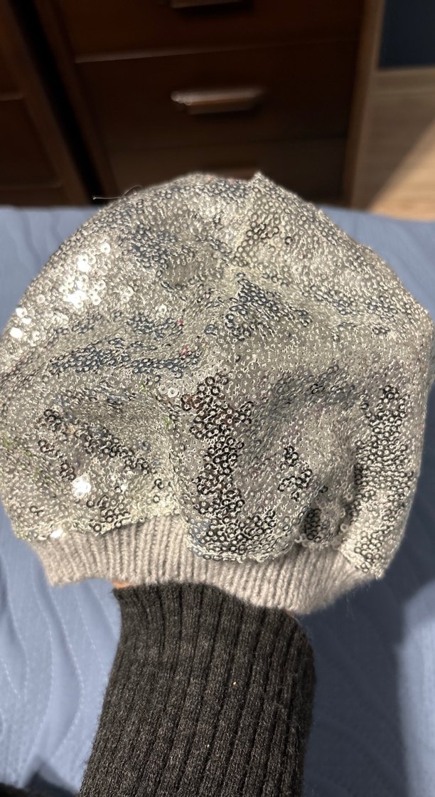 Kız çocuk Gri Payetli Örgü Bere - Görsel 3