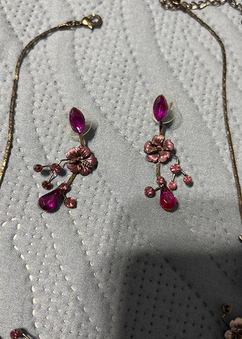 Mor İşlemeli Boncuklu Kadın Takı Seti - Görsel 2