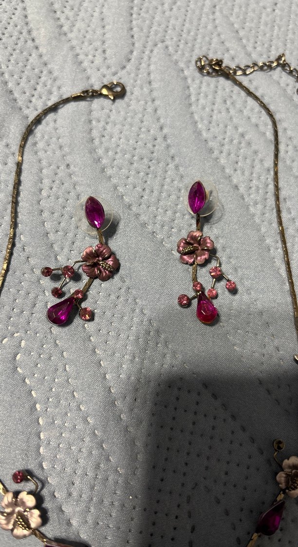 Mor İşlemeli Boncuklu Kadın Takı Seti - Görsel 2