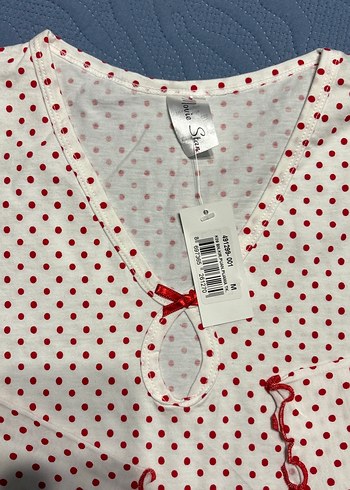 Uzun Kollu Kırmızı Puantiyeli kadın Pijama - Görsel 2