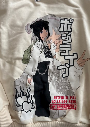 Baskılı Beyaz Kız Çocuk Sweatshirt - Görsel 3