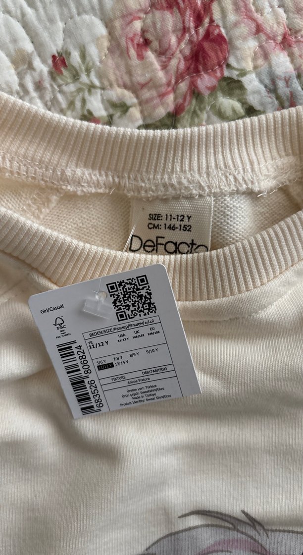 Baskılı Beyaz Kız Çocuk Sweatshirt - Görsel 2