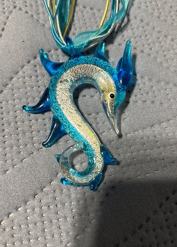 Mavi Yılan Desenli Bohem Uzun Kolye - Görsel 2