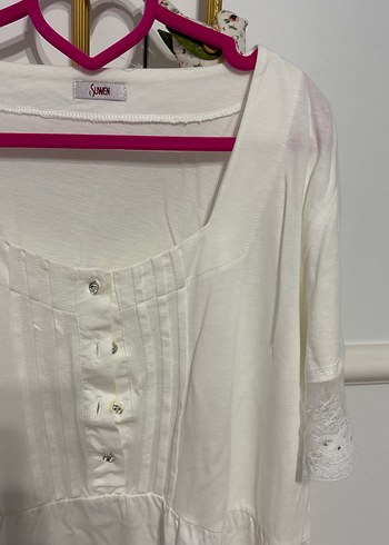 Beyaz Gecelik Sabahlık takım - Görsel 2