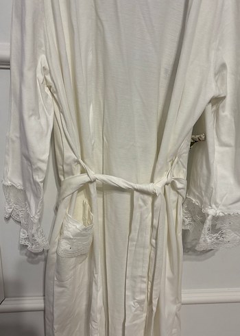 Beyaz Gecelik Sabahlık takım - Görsel 6