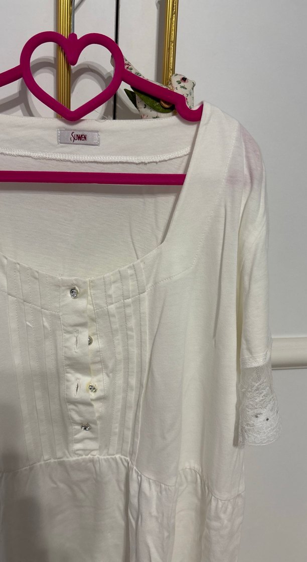 Beyaz Gecelik Sabahlık takım - Görsel 2