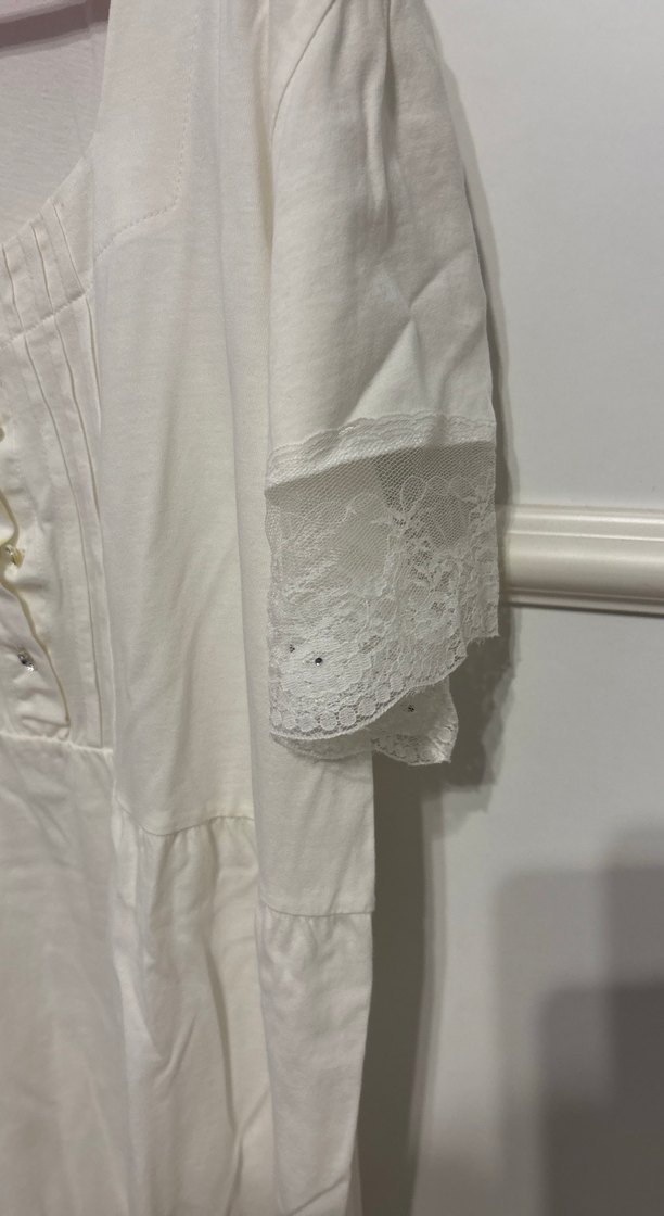 Beyaz Gecelik Sabahlık takım - Görsel 3
