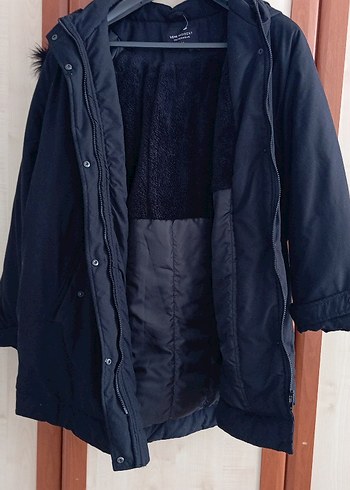 Kürk Detaylı Siyah Midi Kadın Mont kullanılmamış - Görsel 4