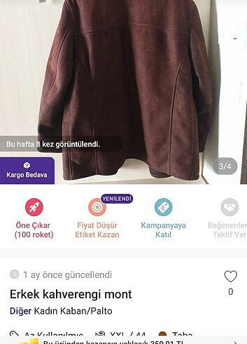 Erkek kahverengi mont