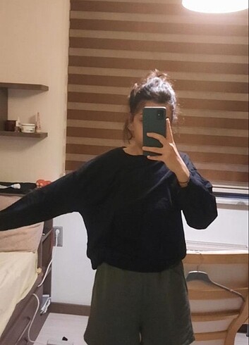 Lcw siyah crop sweatshirt 