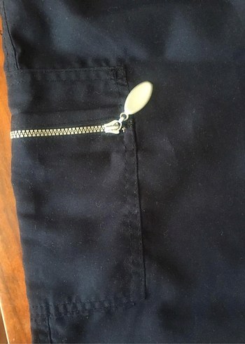 Lacivert Kadın Midi Keten Kumaş Pantolon - Görsel 4