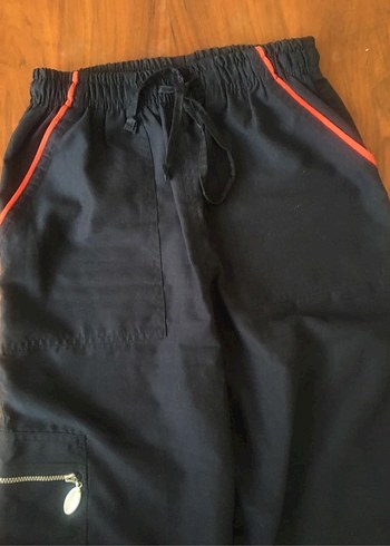 Lacivert Kadın Midi Keten Kumaş Pantolon - Görsel 3