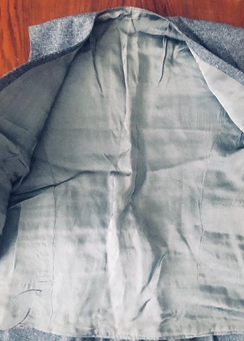 Düğmeli Gri Yün Yelek - Görsel 8