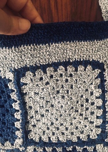 Bohem Kareli Örgü Kadın Çanta - Görsel 6