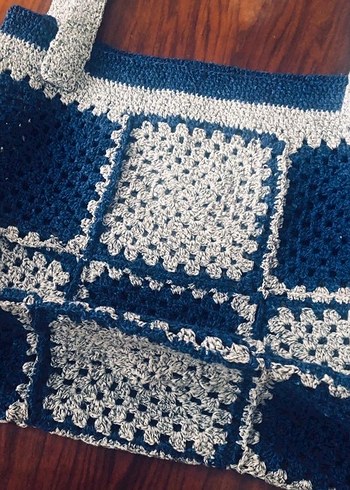 Bohem Kareli Örgü Kadın Çanta - Görsel 8