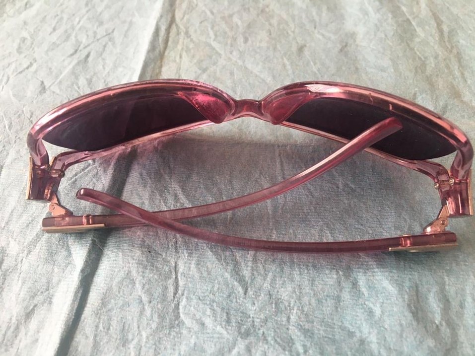 Şeffaf Pembe Vintage Kadın Güneş Gözlüğü - Görsel 3