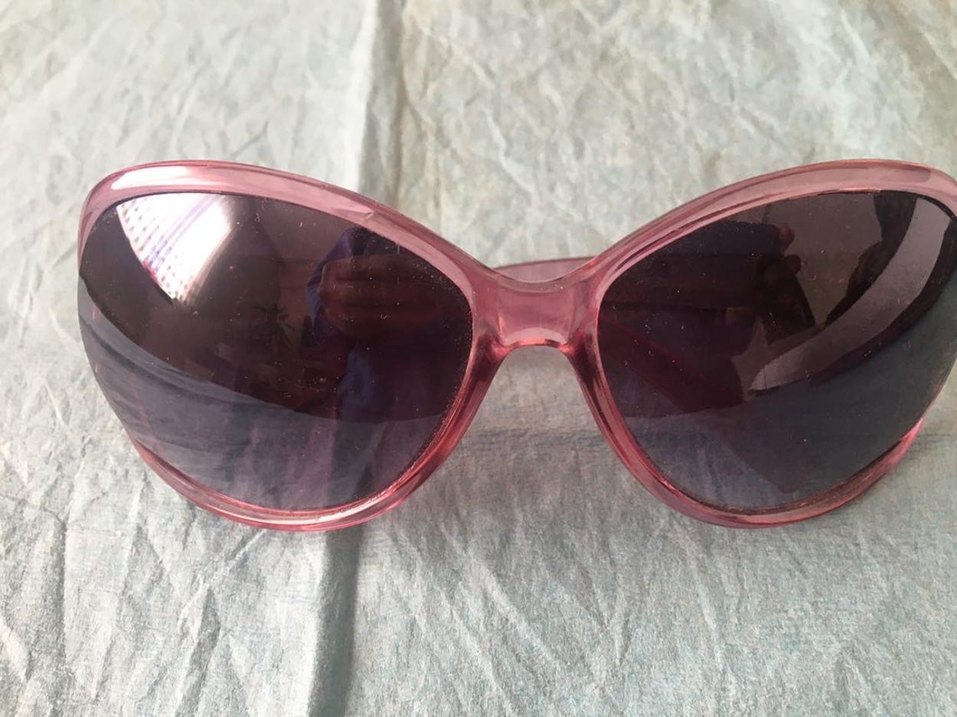 Şeffaf Pembe Vintage Kadın Güneş Gözlüğü - Görsel 2