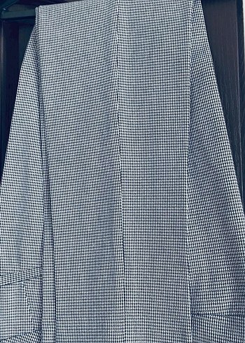 Düğmeli Gri Desenli Kadın Kumaş Pantolon - Görsel 6