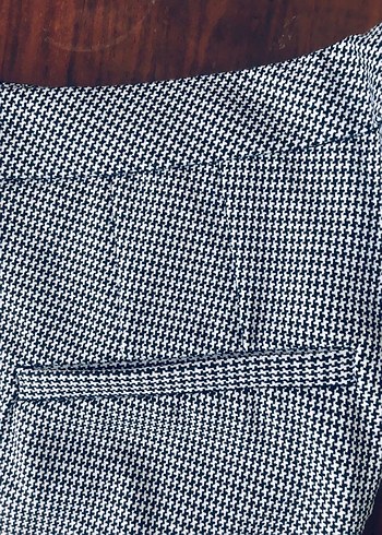 Düğmeli Gri Desenli Kadın Kumaş Pantolon - Görsel 5