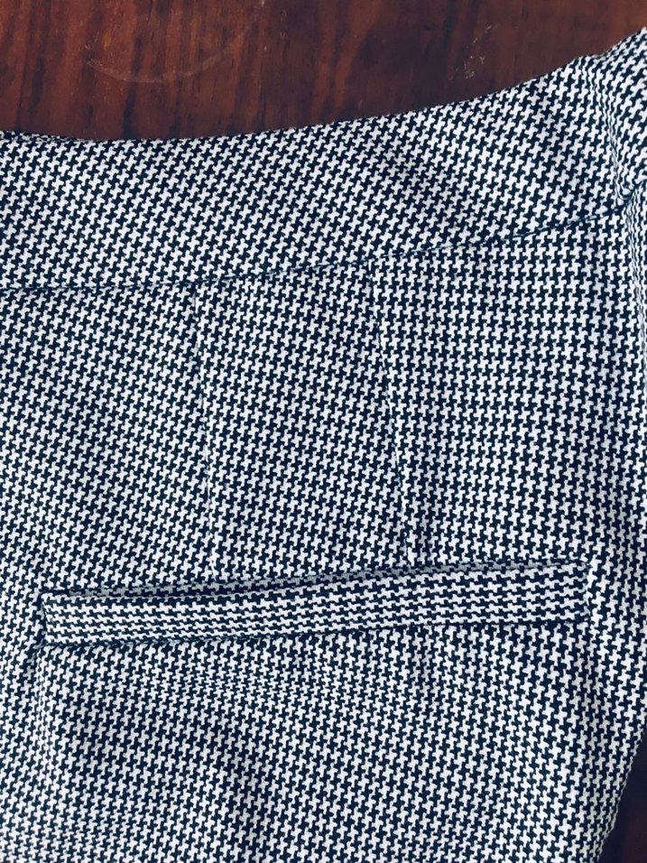 Düğmeli Gri Desenli Kadın Kumaş Pantolon - Görsel 5