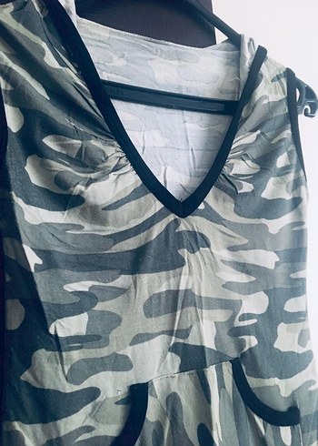 Kolsuz Kamuflaj V Yaka Kadın Yelek - Görsel 2