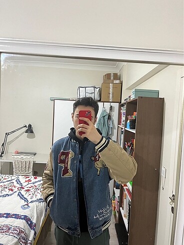 PULL&BEAR Denim bomber kolej Ceket